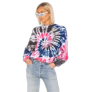 AGOLDE Balloon Sleeve Sweatshirt in Snow Cone Tie Dye Cotton XS